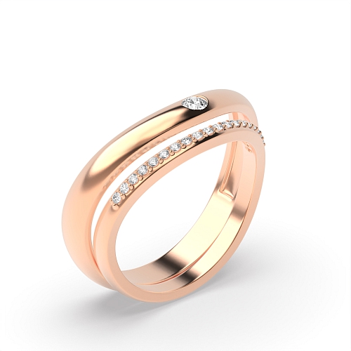 4 Prong Round Rose Gold Poised Couples Engagement Rings