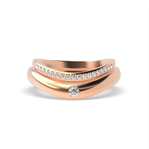 4 Prong Round Rose Gold Poised Couples Engagement Rings