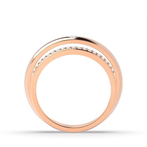 4 Prong Round Rose Gold Poised Couples Engagement Rings