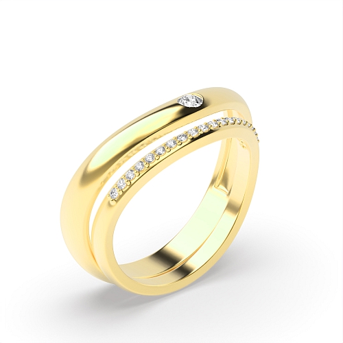 4 Prong Round Yellow Gold Poised Couples Engagement Rings