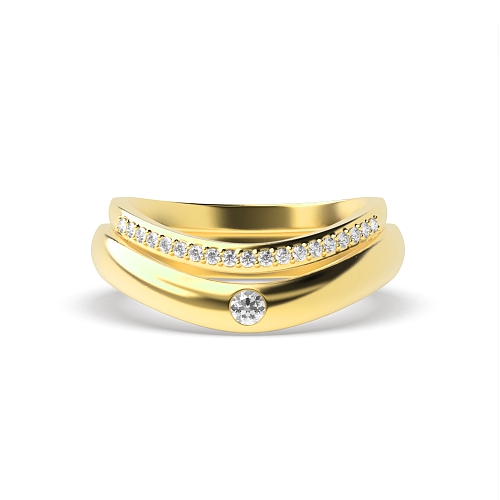 4 Prong Round Yellow Gold Poised Couples Engagement Rings