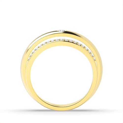 4 Prong Round Yellow Gold Poised Couples Engagement Rings