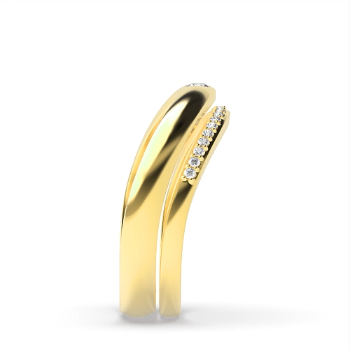 4 Prong Round Yellow Gold Poised Couples Engagement Rings