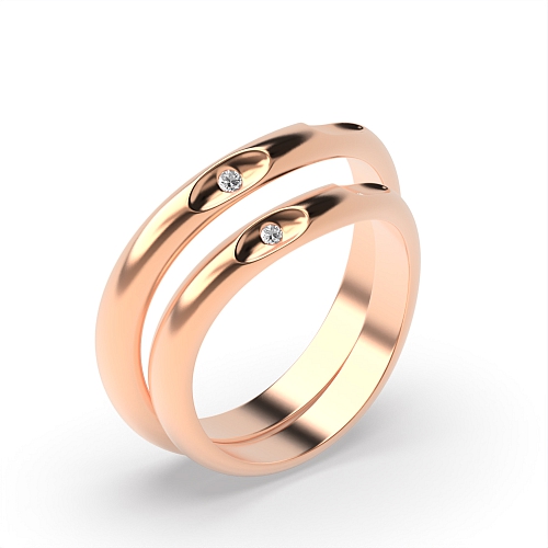 Bezel Setting Round Rose Gold Dreamscape Couples Engagement Rings