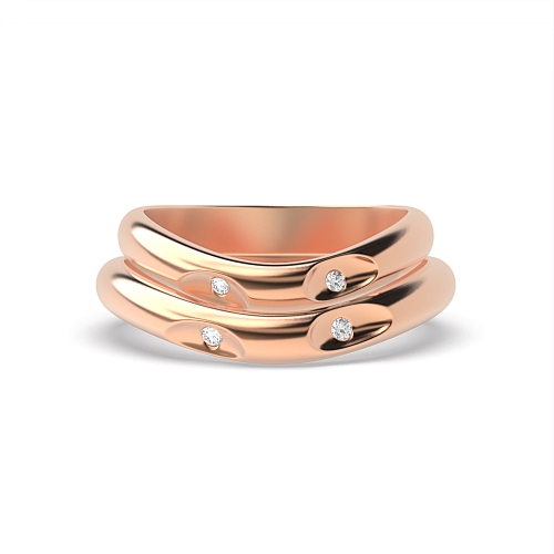 Bezel Setting Round Rose Gold Dreamscape Couples Engagement Rings
