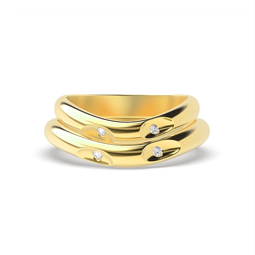 Bezel Setting Round Yellow Gold Dreamscape Couples Engagement Rings