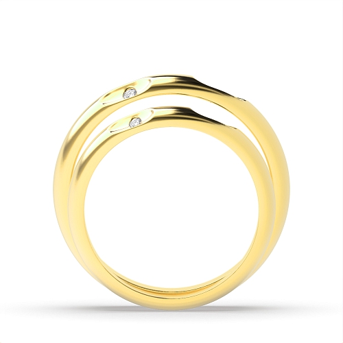 Bezel Setting Round Yellow Gold Dreamscape Couples Engagement Rings