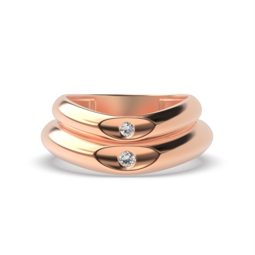 Bezel Setting Round Rose Gold Fascinate Couples Engagement Rings
