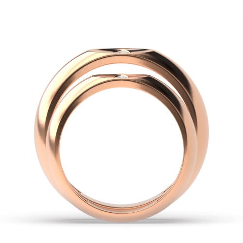 Bezel Setting Round Rose Gold Fascinate Couples Engagement Rings