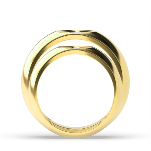 Bezel Setting Round Yellow Gold Fascinate Couples Engagement Rings
