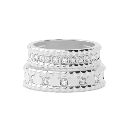 Channel Setting Round Matching Band Wedding Diamond Ring