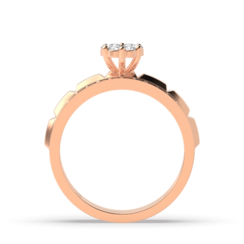 6 Prong Round Rose Gold Matching band Couples Engagement Rings