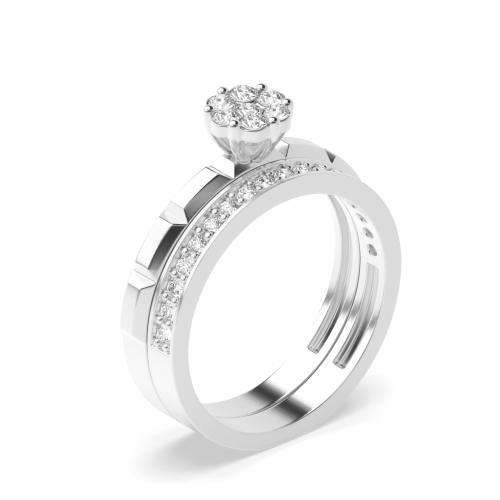 6 Prong Round Matching Band Wedding Diamond Ring