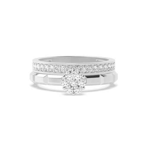 6 Prong Round White Gold Matching Band Wedding Diamond Ring