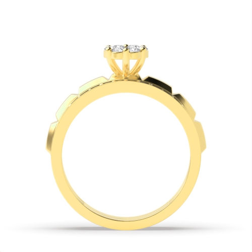 6 Prong Round Yellow Gold Matching band Couples Engagement Rings