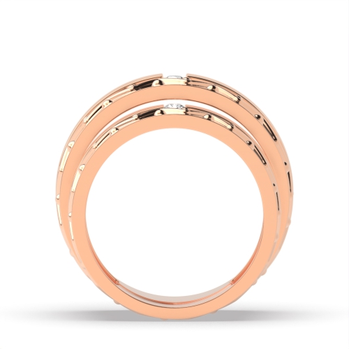 Flush Setting Round Rose Gold Tidesolitaire Couples Engagement Rings
