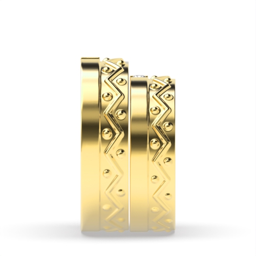 Flush Setting Round Yellow Gold Tidesolitaire Couples Engagement Rings