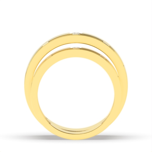 Flush Setting Round Yellow Gold Fullradiantique Couples Engagement Rings