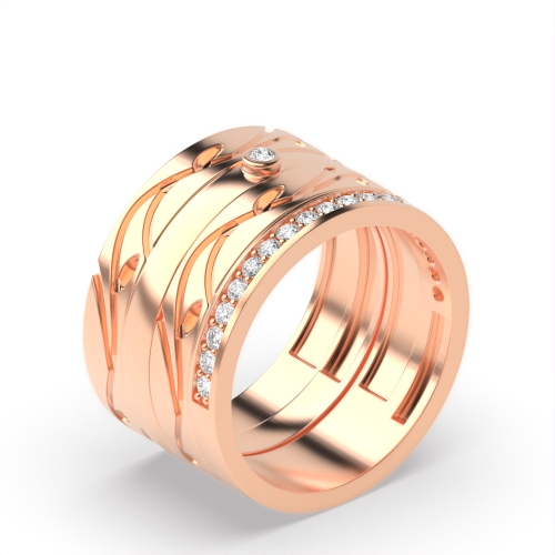 Pave Setting Round Rose Gold Couple designer Couples Engagement Rings