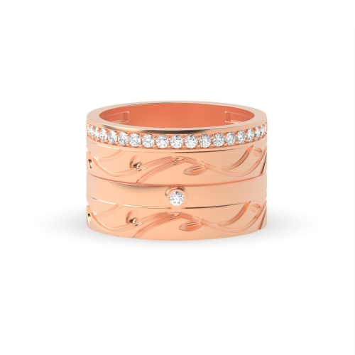 Pave Setting Round Rose Gold Couple designer Couples Engagement Rings