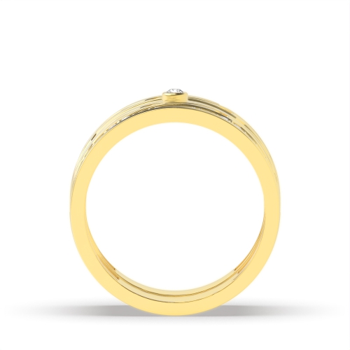 Pave Setting Round Yellow Gold Couple designer Couples Engagement Rings