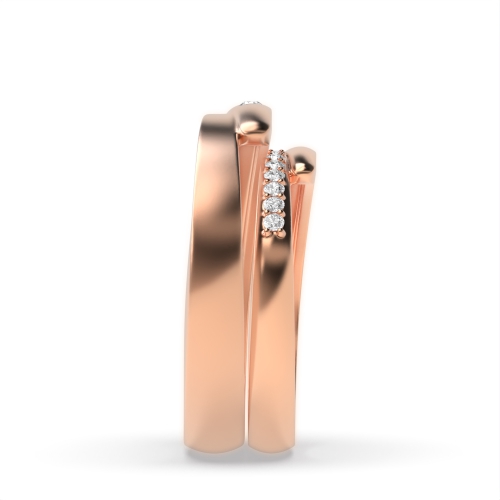 Flush Setting Round Rose Gold Regal Couples Engagement Rings