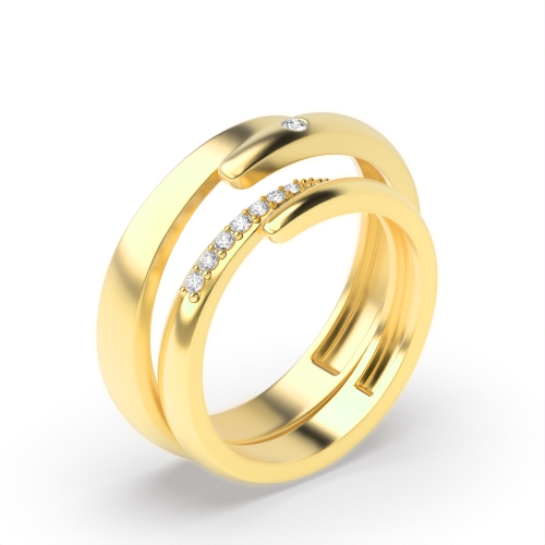 Flush Setting Round Yellow Gold Regal Couples Engagement Rings