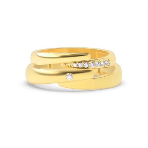 Flush Setting Round Yellow Gold Regal Couples Engagement Rings