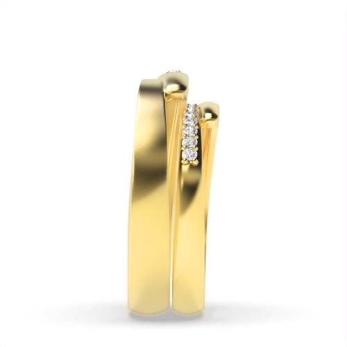 Flush Setting Round Yellow Gold Regal Couples Engagement Rings