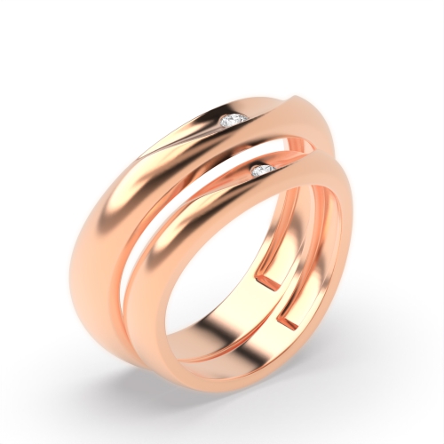 Flush Setting Round Rose Gold Fullwhisper Couples Engagement Rings