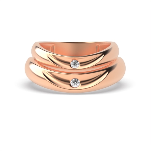 Flush Setting Round Rose Gold Fullwhisper Couples Engagement Rings