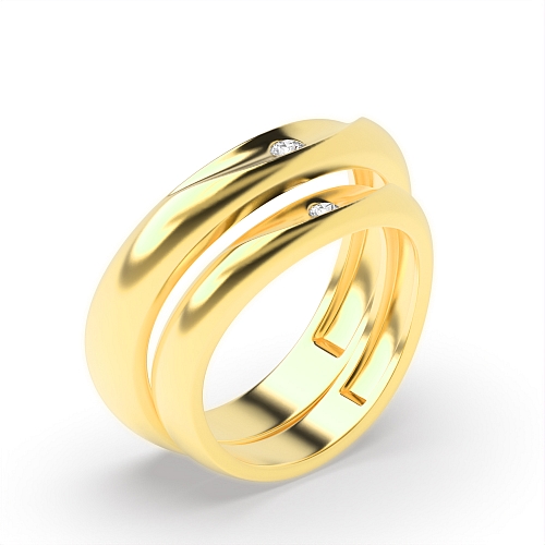 Flush Setting Round Yellow Gold Fullwhisper Couples Engagement Rings