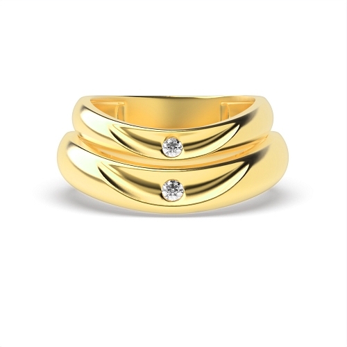 Flush Setting Round Yellow Gold Fullwhisper Couples Engagement Rings