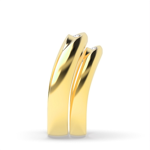 Flush Setting Round Yellow Gold Fullwhisper Couples Engagement Rings
