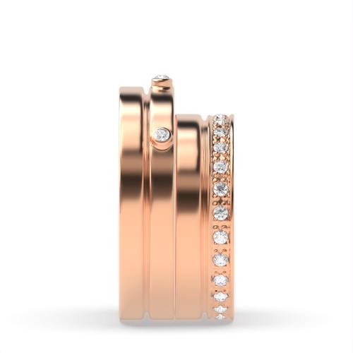 Pave Setting Round Rose Gold Perennial Couples Engagement Rings