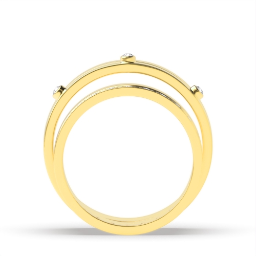 Pave Setting Round Yellow Gold Perennial Couples Engagement Rings