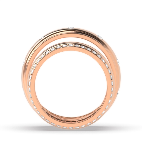 Flush Setting Round Rose Gold Whisperradiant Couples Engagement Rings