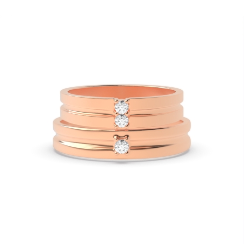 4 Prong Round Rose Gold Simple couple band Couples Engagement Rings