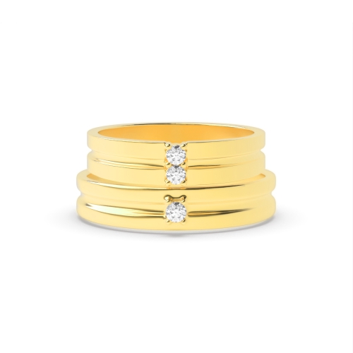 4 Prong Round Yellow Gold Simple couple band Couples Engagement Rings