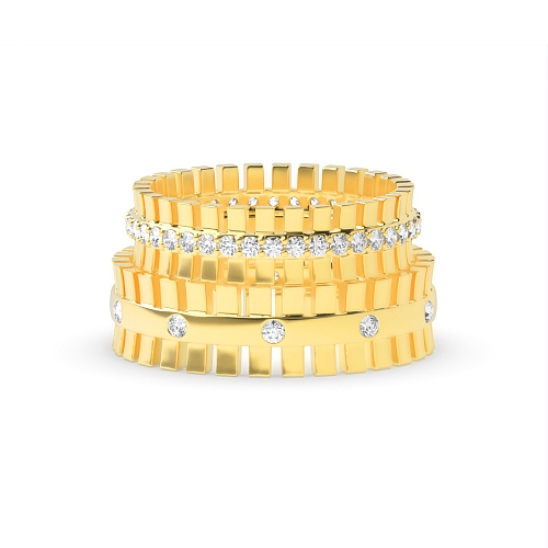 4 Prong Round Yellow Gold Unique couple Couples Engagement Rings