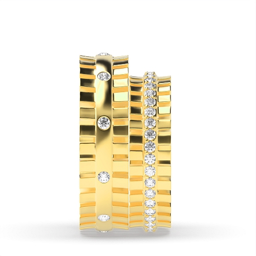 4 Prong Round Yellow Gold Unique couple Couples Engagement Rings