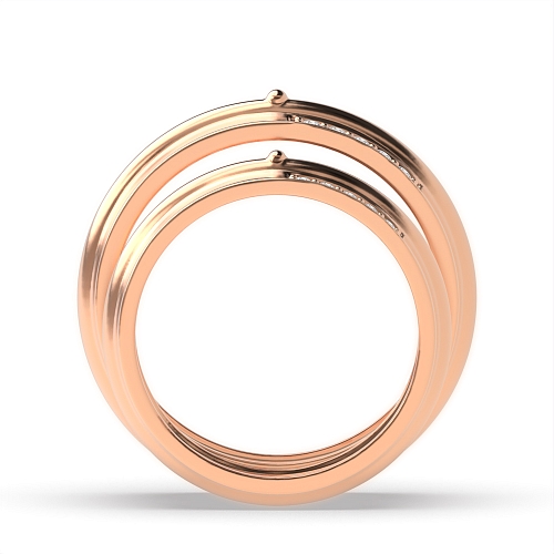 Pave Setting Round Rose Gold Eternal Couples Engagement Rings