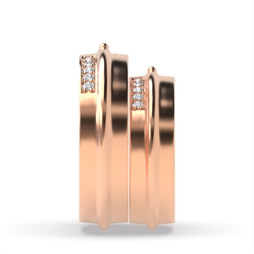 Pave Setting Round Rose Gold Eternal Couples Engagement Rings