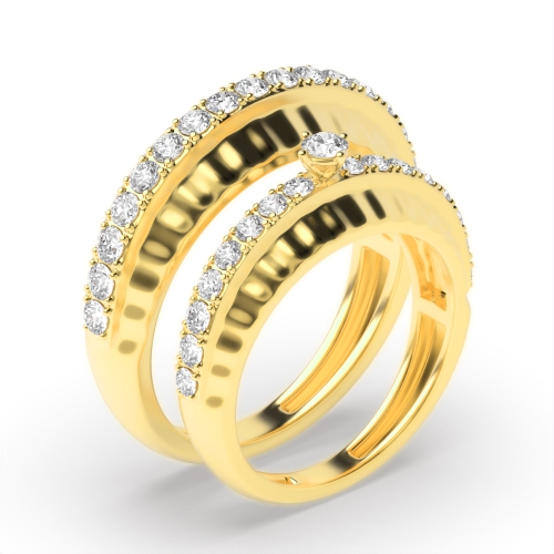 4 Prong Round Yellow Gold Wondrous Couples Engagement Rings