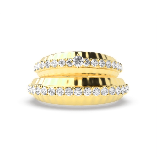 4 Prong Round Yellow Gold Wondrous Couples Engagement Rings