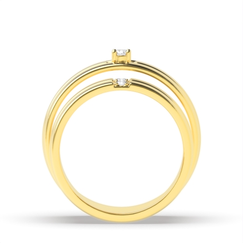 4 Prong Round Yellow Gold Couple three plain row Couples Engagement Rings