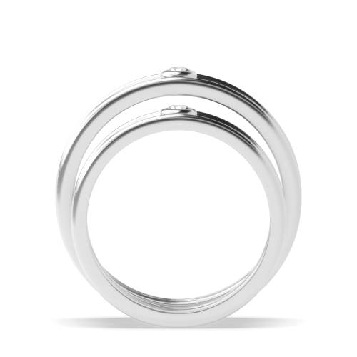 Bezel Setting Round Simplistic Couple Wedding Diamond Ring