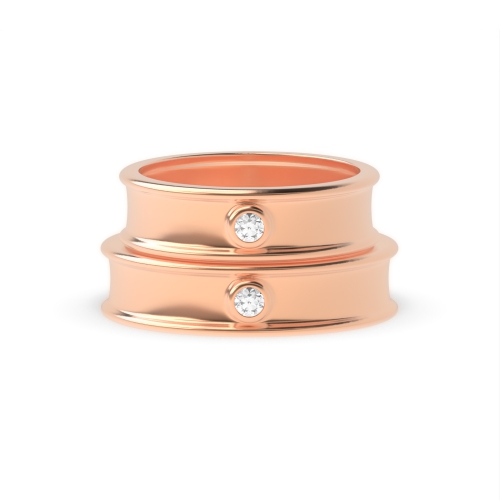 Bezel Setting Round Rose Gold Simplistic couple Couples Engagement Rings