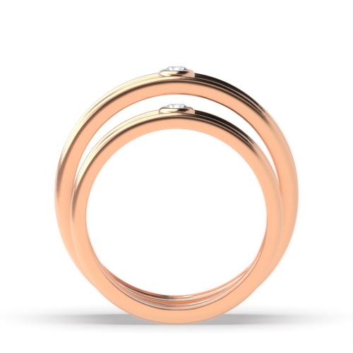 Bezel Setting Round Rose Gold Simplistic couple Couples Engagement Rings