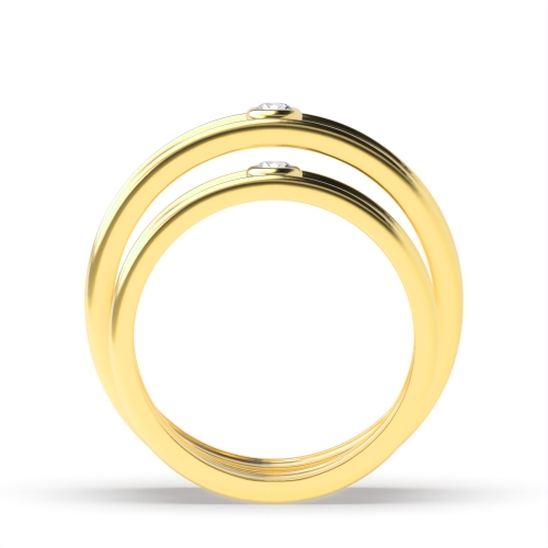 Bezel Setting Round Yellow Gold Simplistic couple Couples Engagement Rings